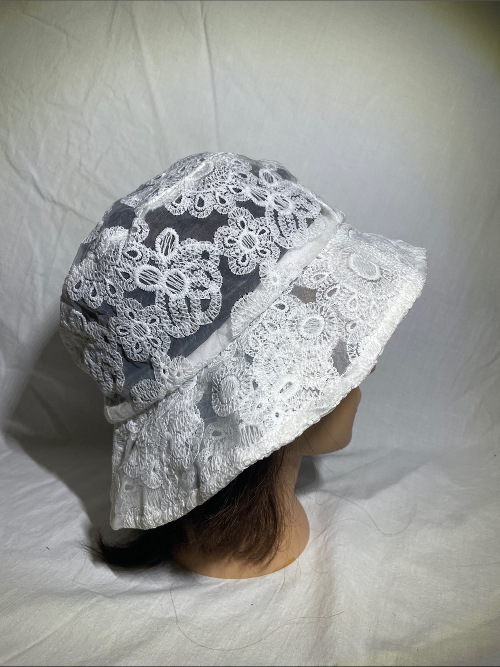 White Lace Crochet Bucket Hat - Women's Summer Accessory